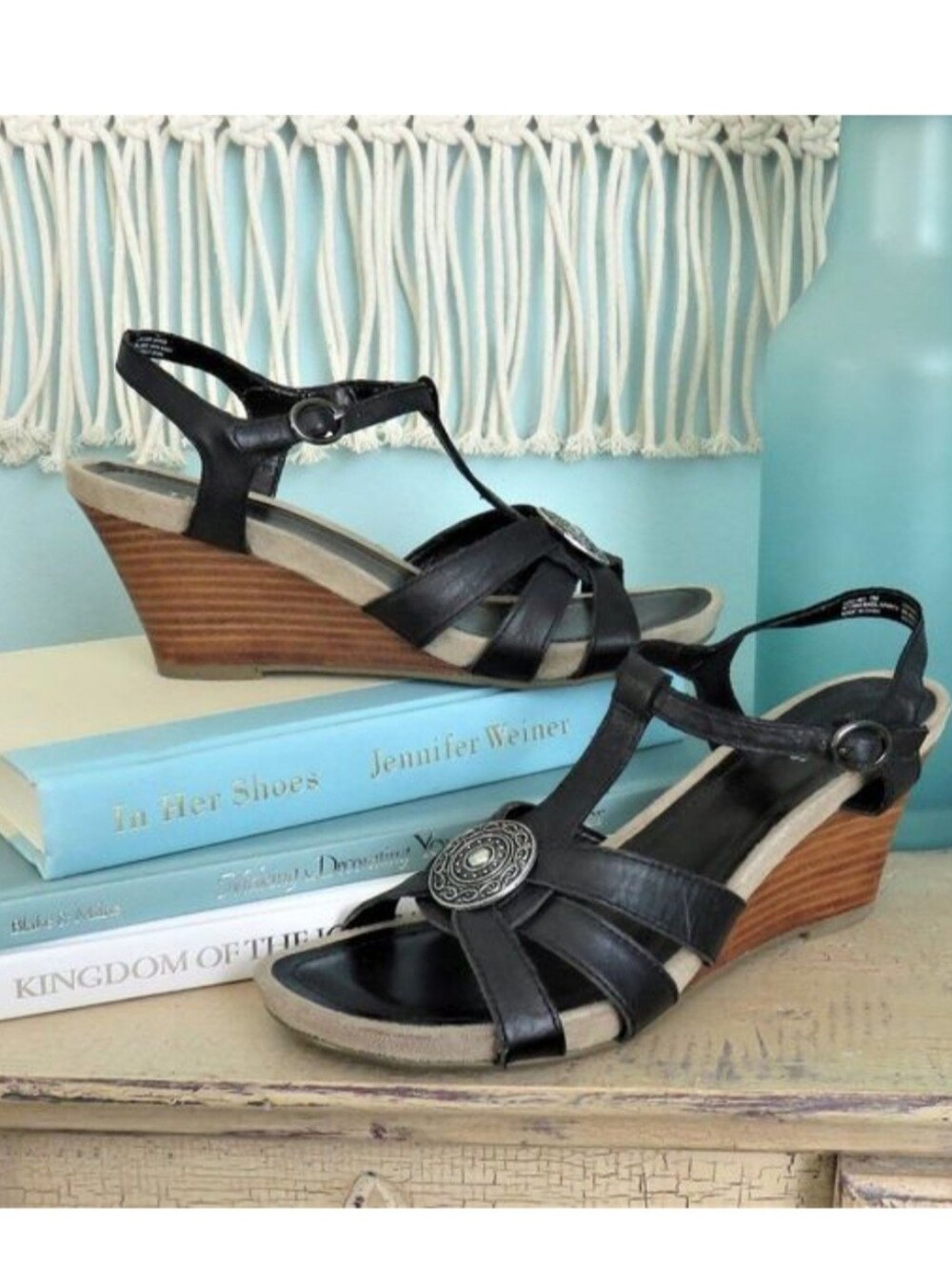 NWOT Bass Black Wedge Sandal - Picture 4 of 5